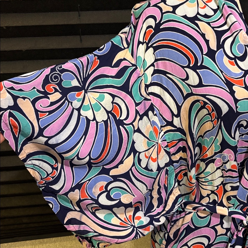 Josie Natori Women’s Multi Color Heart Print Tie Waist Kimono Robe‎ SZ Medium - Picture 3 of 7